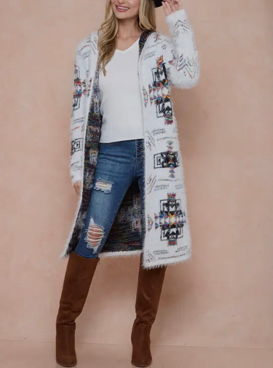 Ivory & Multi Colored Cardigan