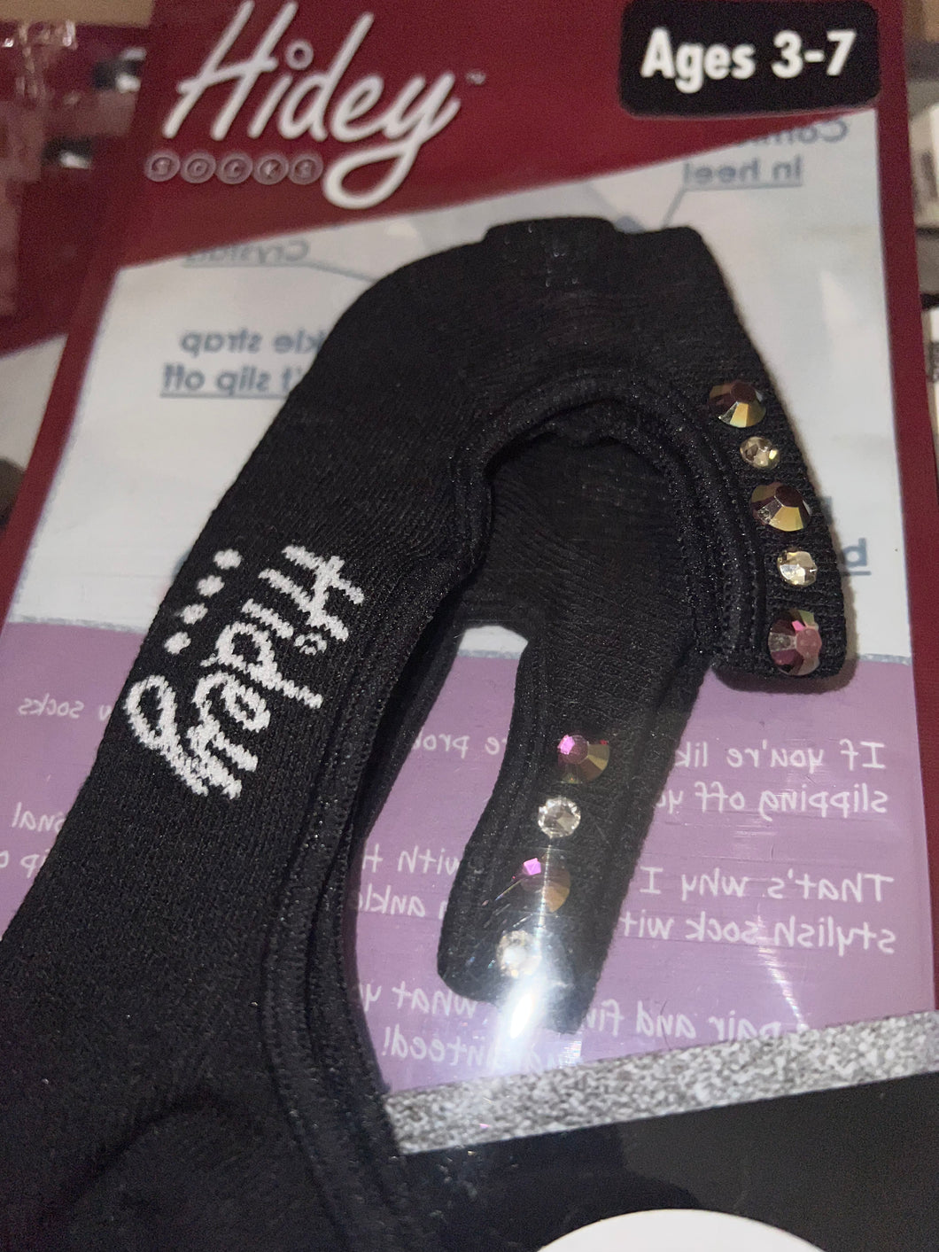 Hidey Style Socks Youth Black AB w/ Crystals