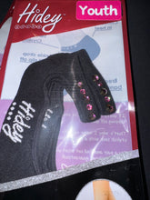 Load image into Gallery viewer, Hidey Style Socks Youth Black w/ pink crystals
