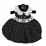 Load image into Gallery viewer, Black and white Polk a dot dress w/ matching leash
