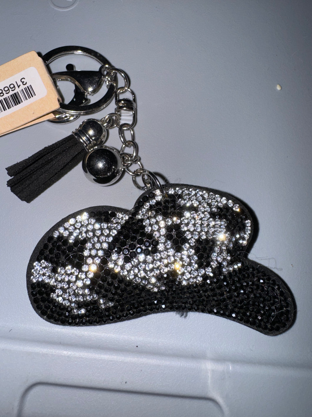 Black Rhinestone Cowboy Hat Keychain