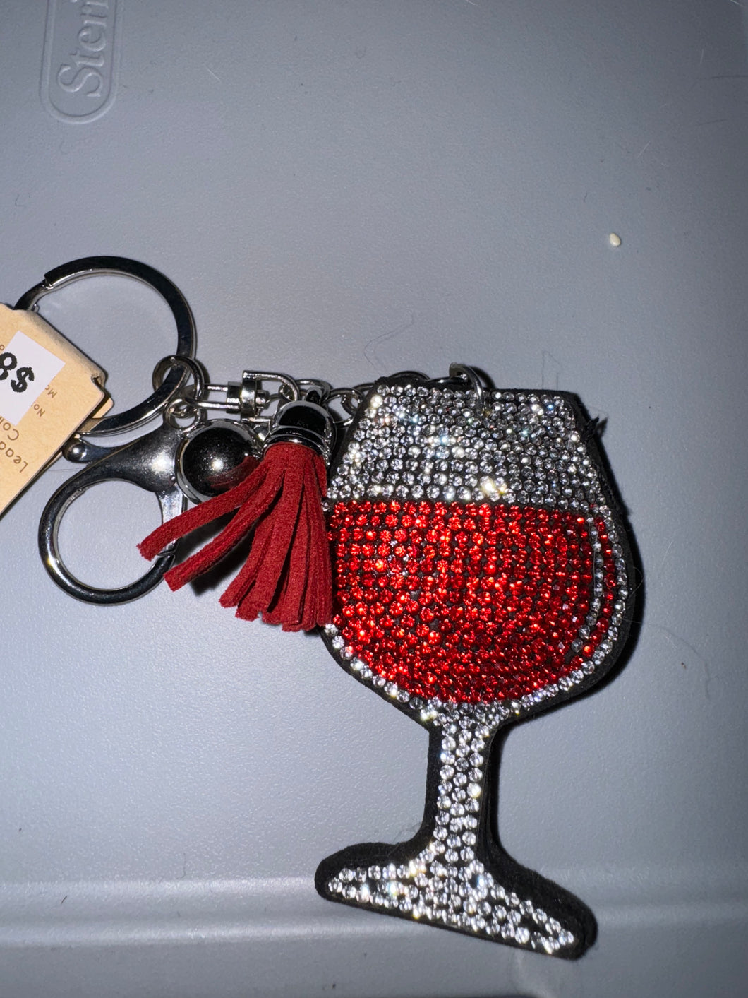 Wine glass Rhinestone Keychain