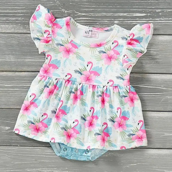 Pete & Lucy Pink Plumes and Blooms Romper